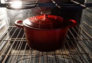 into oven