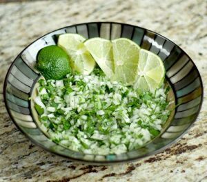 onions and cilantro