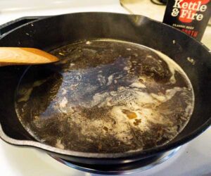 broth in skillet