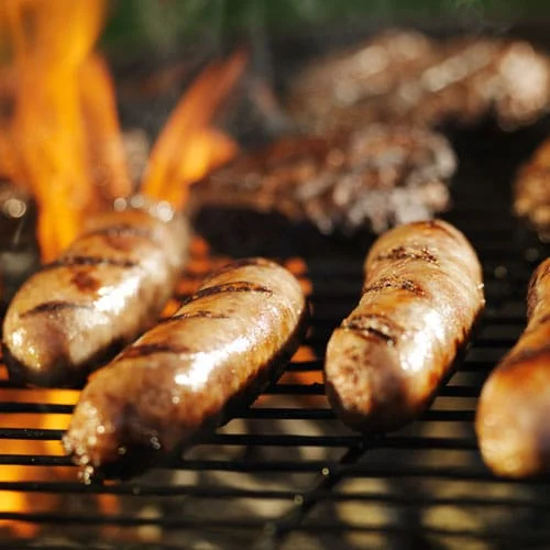 brats on grill